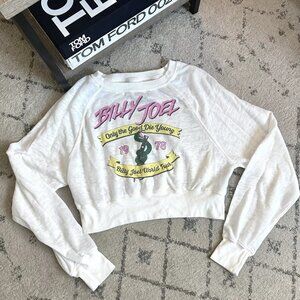 RECYCLED KARMA Billy Joel 1978 Only The Good Die Young Crop Sweatshirt - Size SM